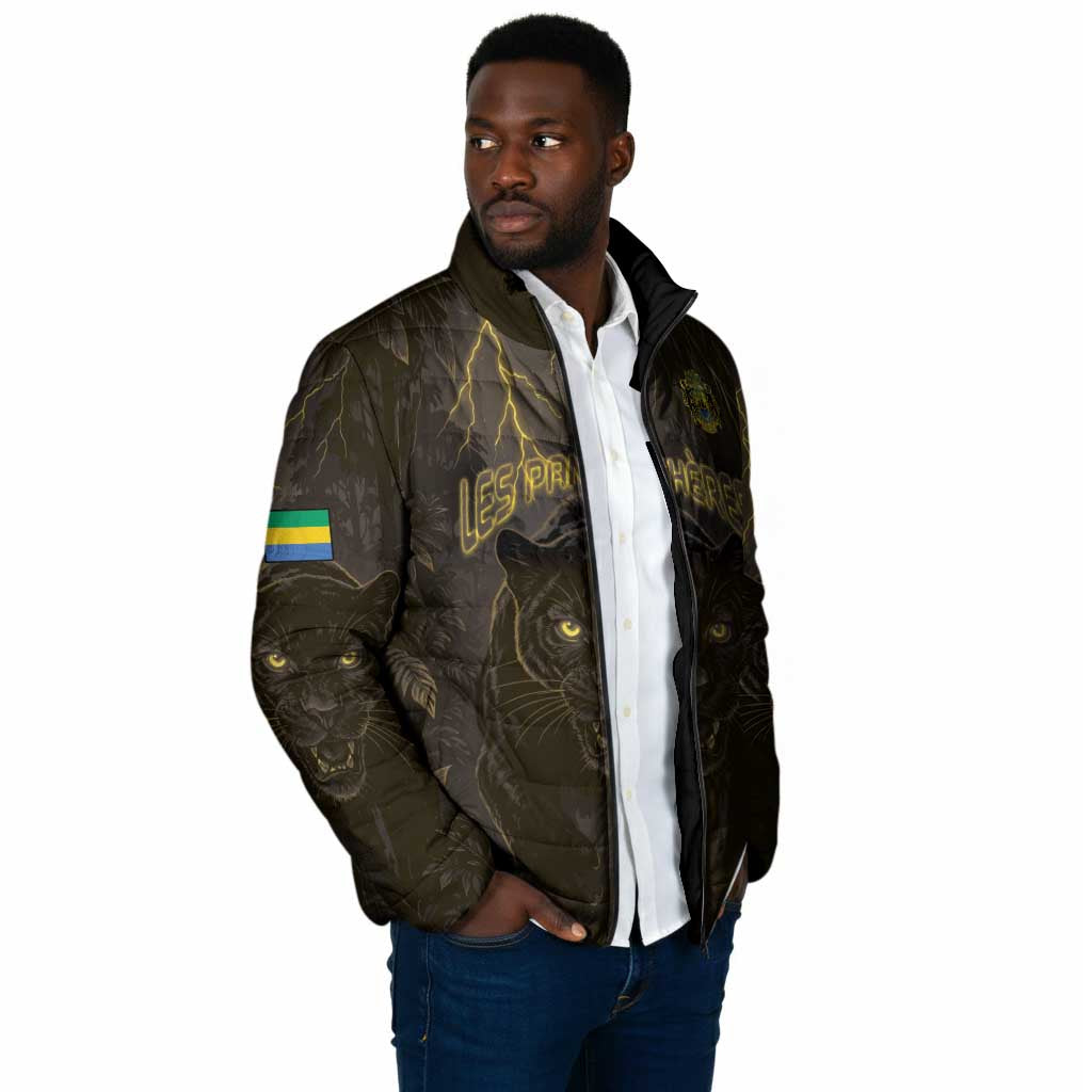 Custom Gabon Football Padded Jacket Black Panther Thunder - African Pride