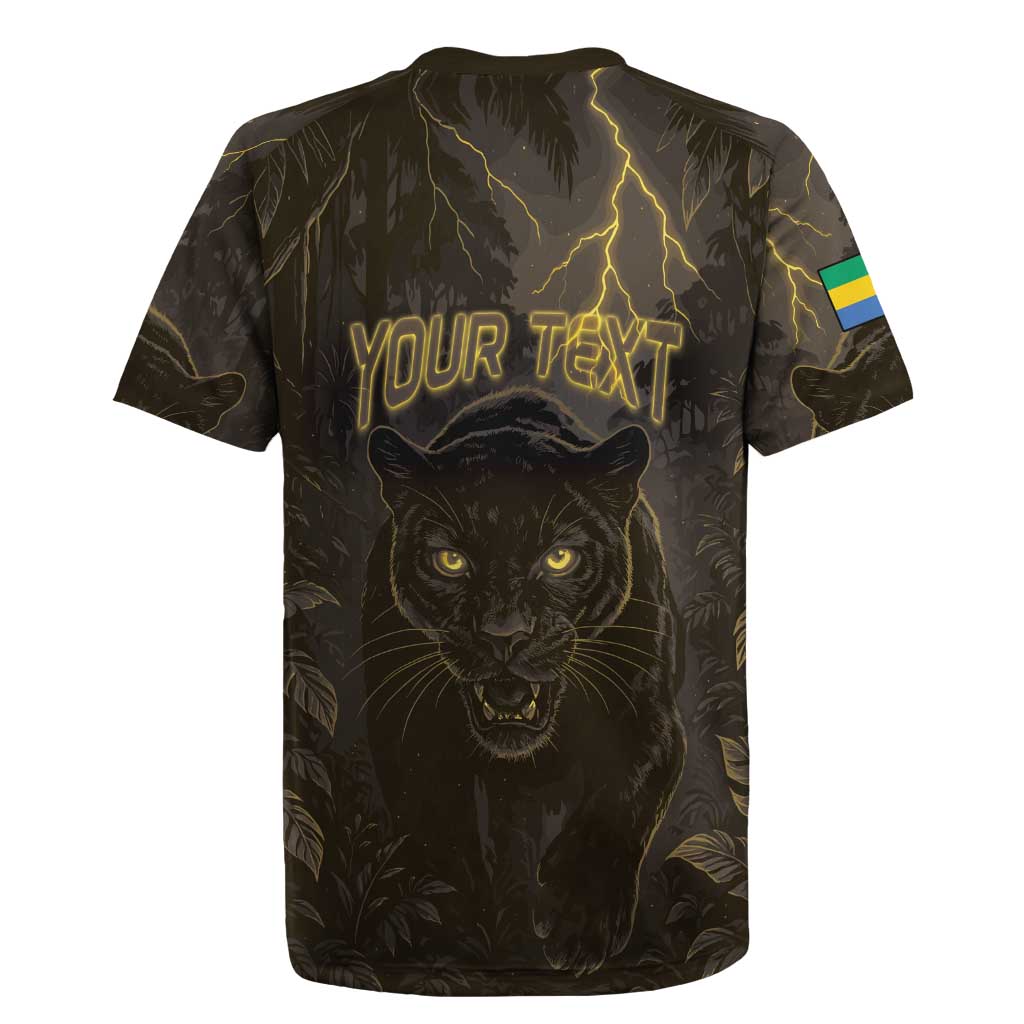 Custom Gabon Football Rugby Jersey Black Panther Thunder - African Pride
