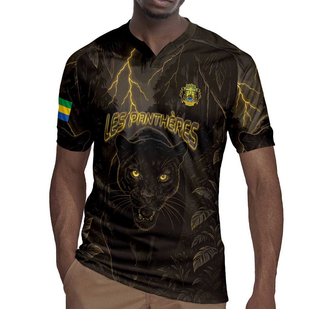 Custom Gabon Football Rugby Jersey Black Panther Thunder - African Pride