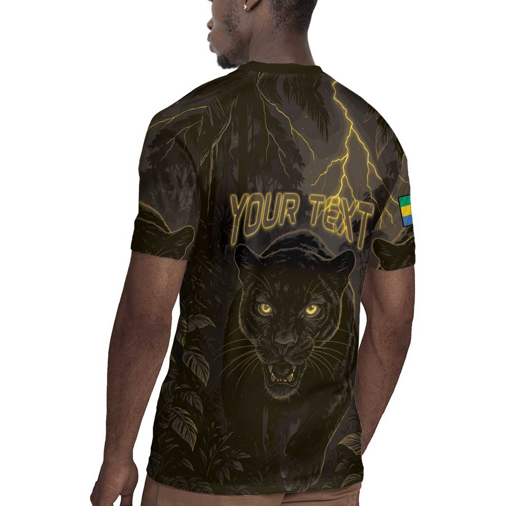 Custom Gabon Football Rugby Jersey Black Panther Thunder - African Pride