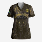 Custom Gabon Football Scrub Top Black Panther Thunder - African Pride