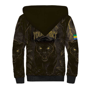 Custom Gabon Football Sherpa Hoodie Black Panther Thunder - African Pride
