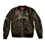 Custom Gabon Football Sleeve Zip Bomber Jacket Black Panther Thunder - African Pride
