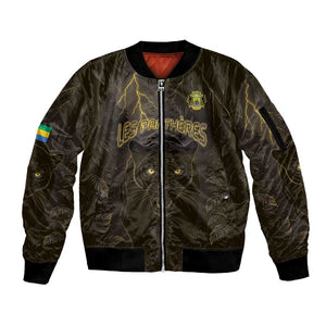 Custom Gabon Football Sleeve Zip Bomber Jacket Black Panther Thunder - African Pride