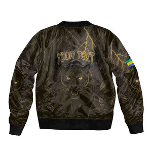 Custom Gabon Football Sleeve Zip Bomber Jacket Black Panther Thunder - African Pride