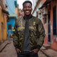 Custom Gabon Football Sleeve Zip Bomber Jacket Black Panther Thunder - African Pride