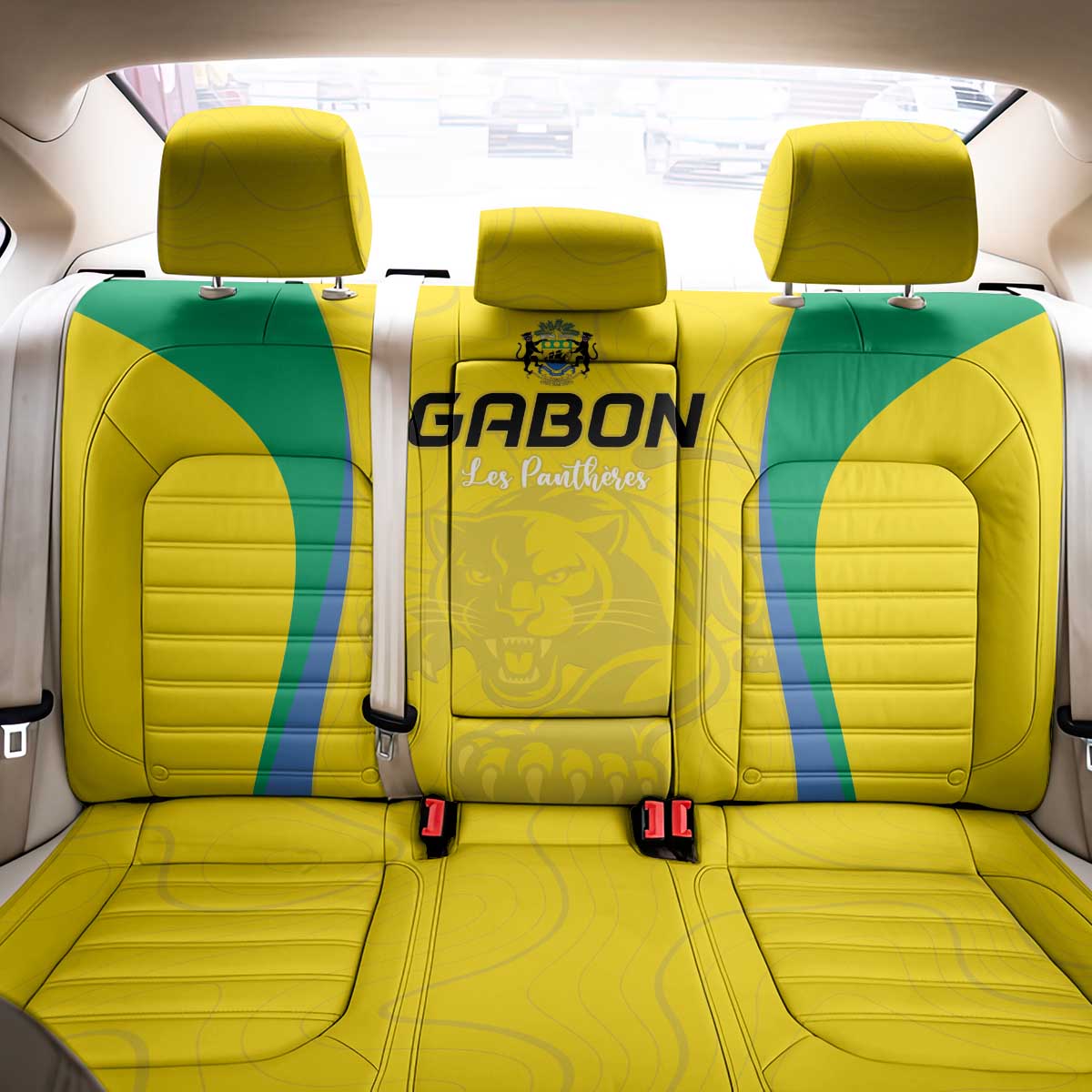 Gabon Football Back Car Seat Cover Go Champions Les Pantheres - African Pride