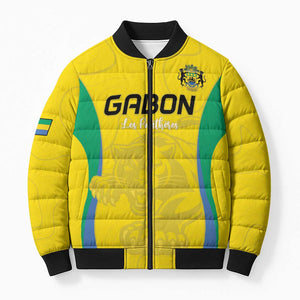 Custom Gabon Football Bomber Puffer Jacket Go Champions Les Pantheres - African Pride