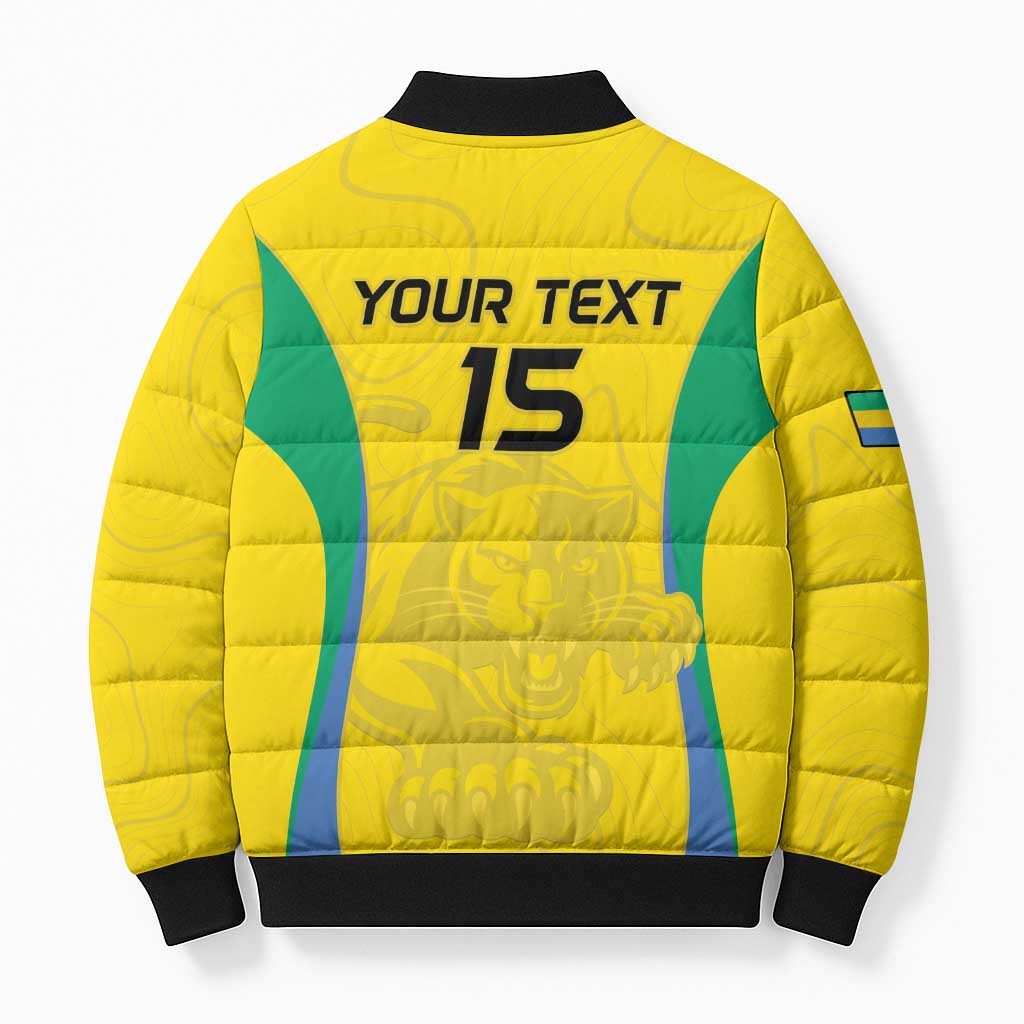 Custom Gabon Football Bomber Puffer Jacket Go Champions Les Pantheres - African Pride