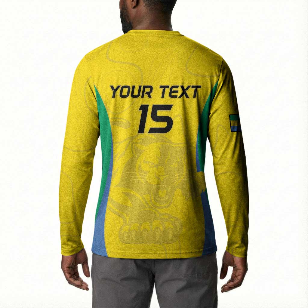 Custom Gabon Football Button Sweatshirt Go Champions Les Pantheres