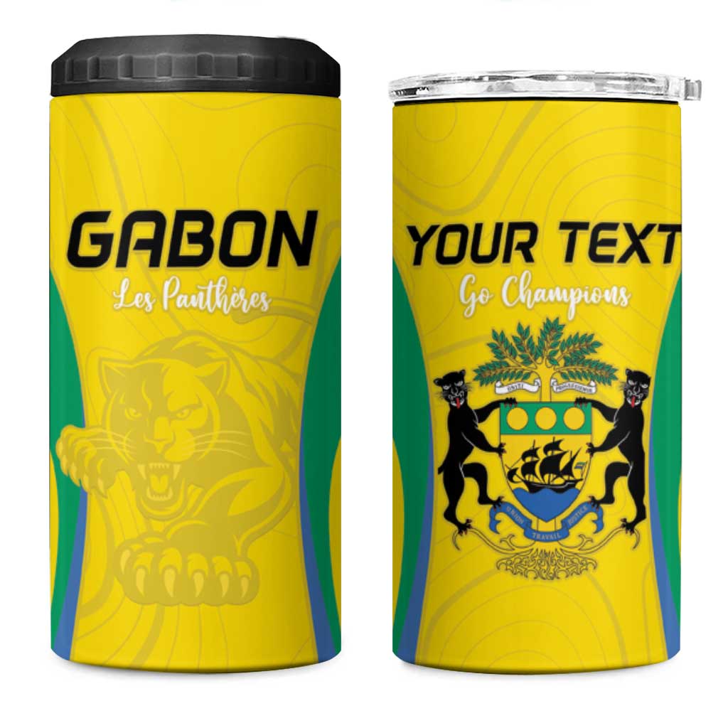Custom Gabon Football 4 in 1 Can Cooler Tumbler Go Champions Les Pantheres - African Pride