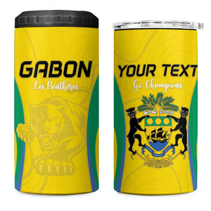 Custom Gabon Football 4 in 1 Can Cooler Tumbler Go Champions Les Pantheres - African Pride