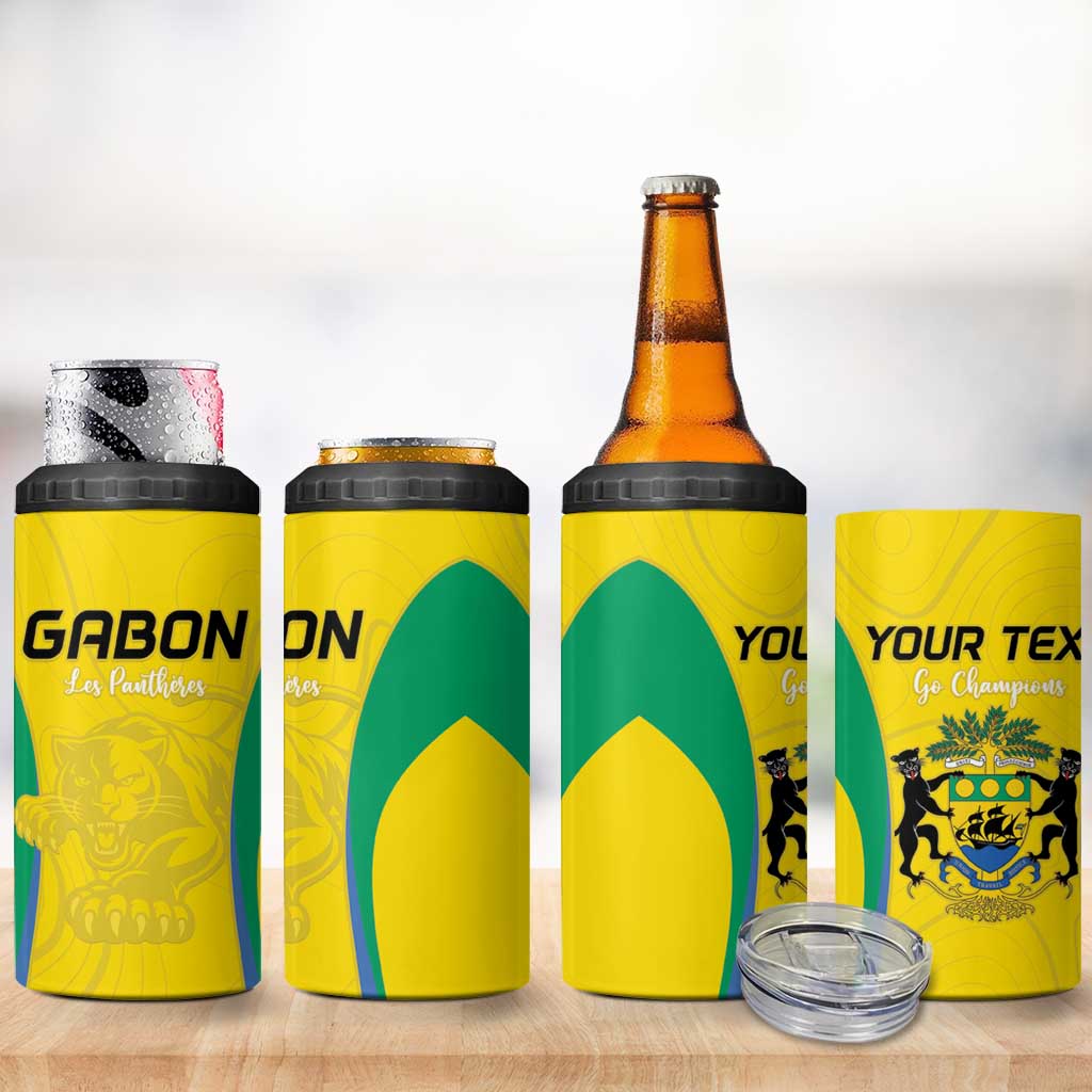 Custom Gabon Football 4 in 1 Can Cooler Tumbler Go Champions Les Pantheres - African Pride