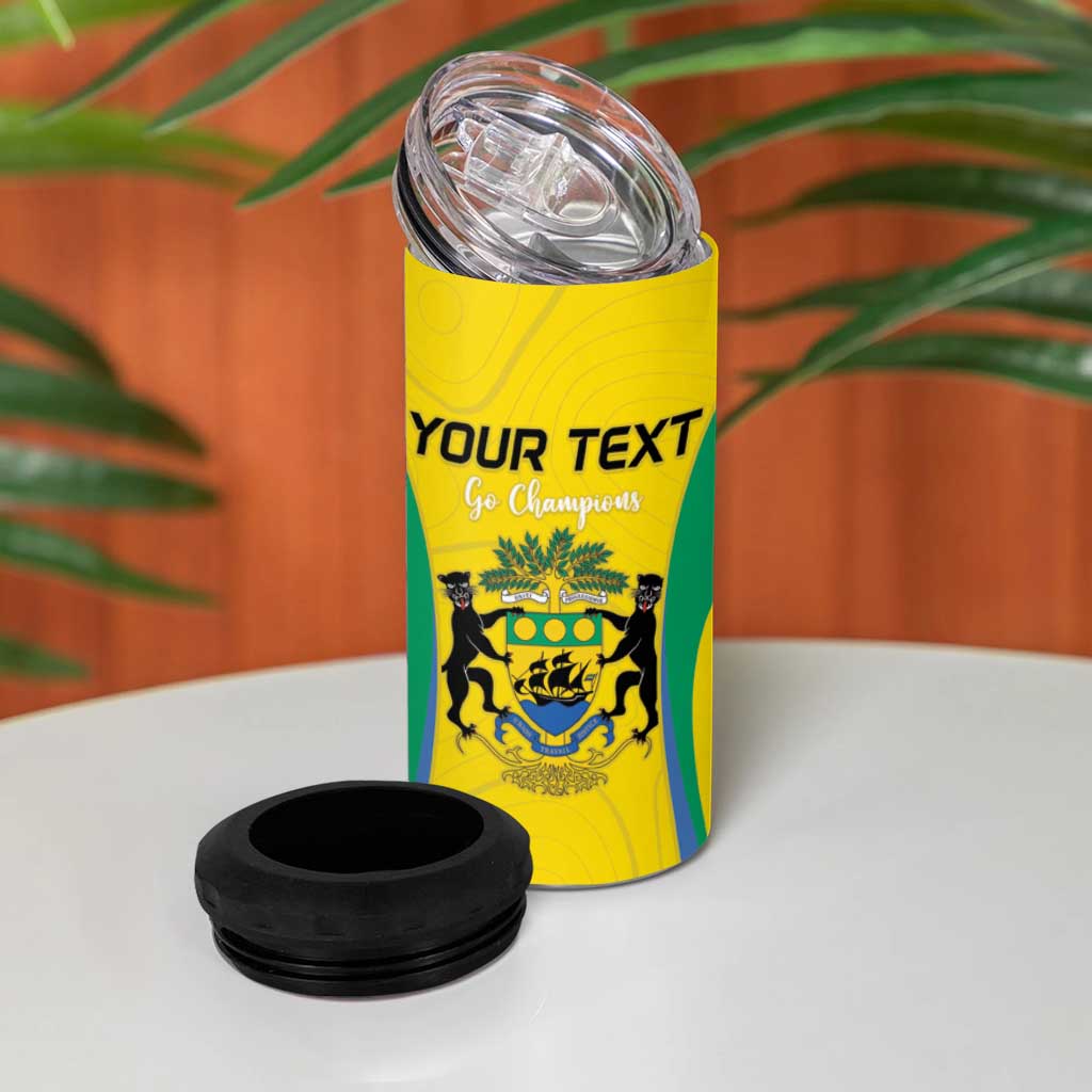 Custom Gabon Football 4 in 1 Can Cooler Tumbler Go Champions Les Pantheres - African Pride