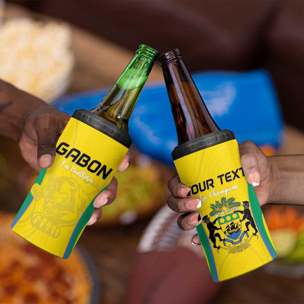 Custom Gabon Football 4 in 1 Can Cooler Tumbler Go Champions Les Pantheres - African Pride