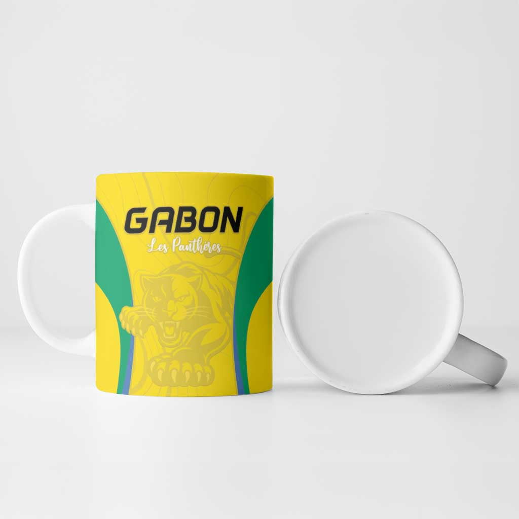 Custom Gabon Football Ceramic Mug Go Champions Les Pantheres - African Pride