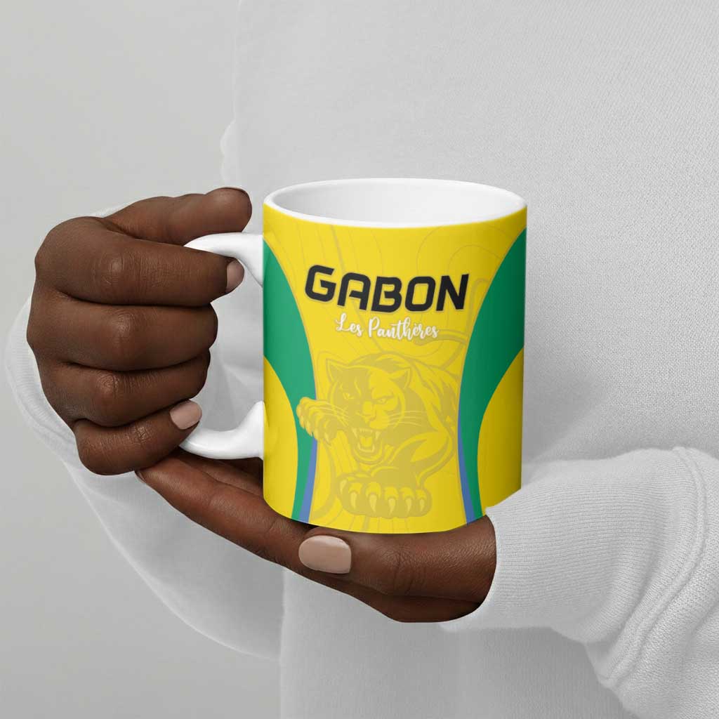Custom Gabon Football Ceramic Mug Go Champions Les Pantheres - African Pride