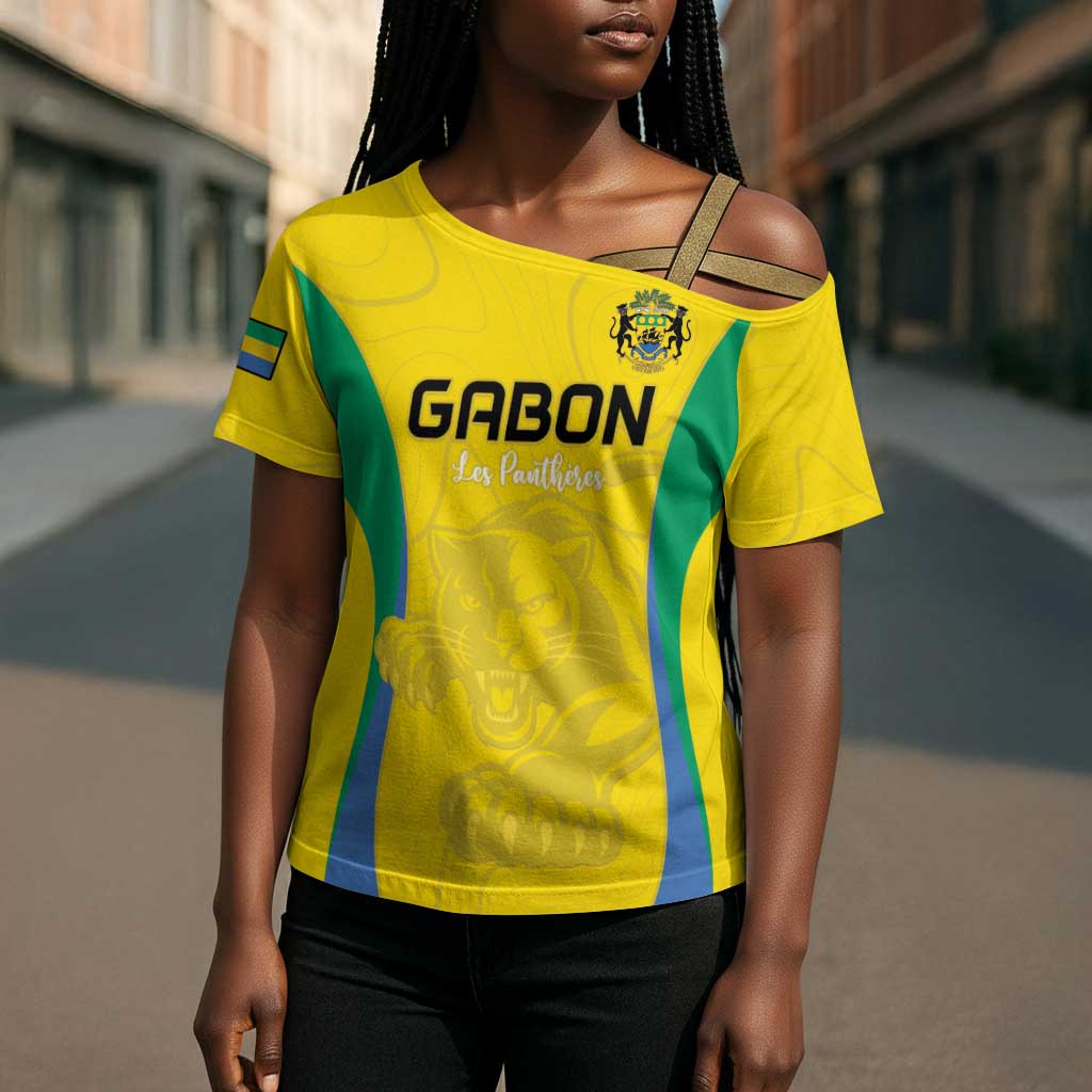 Custom Gabon Football Cross Shoulder Shirt Go Champions Les Pantheres - African Pride