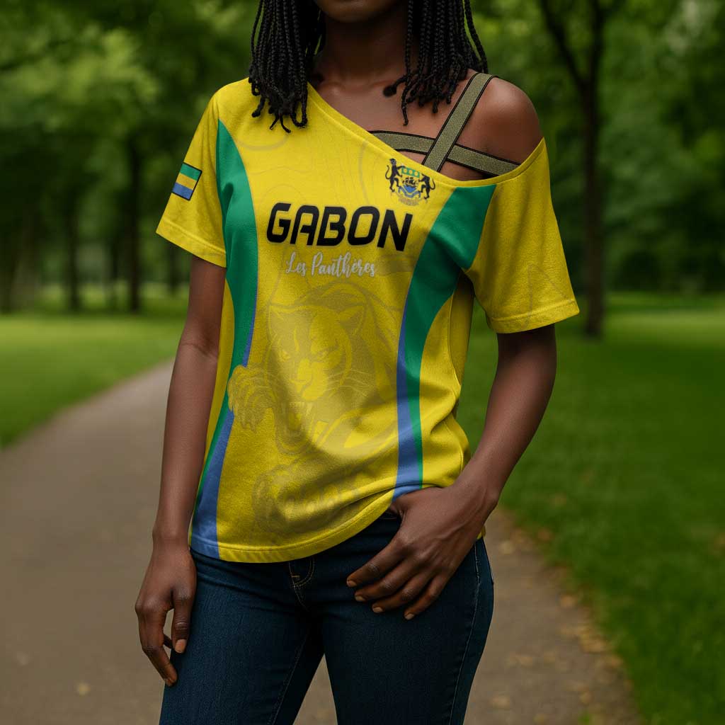 Custom Gabon Football Cross Shoulder Shirt Go Champions Les Pantheres - African Pride
