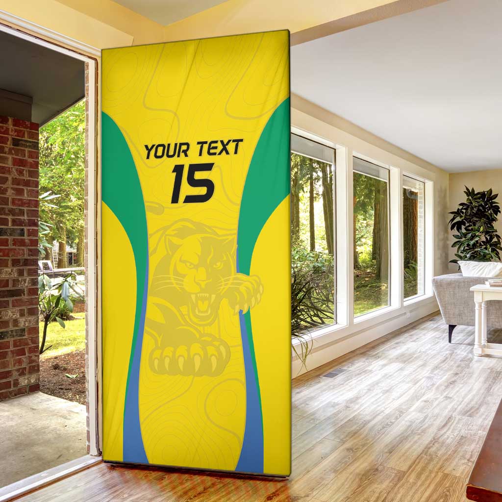 Custom Gabon Football Door Cover Go Champions Les Pantheres - African Pride