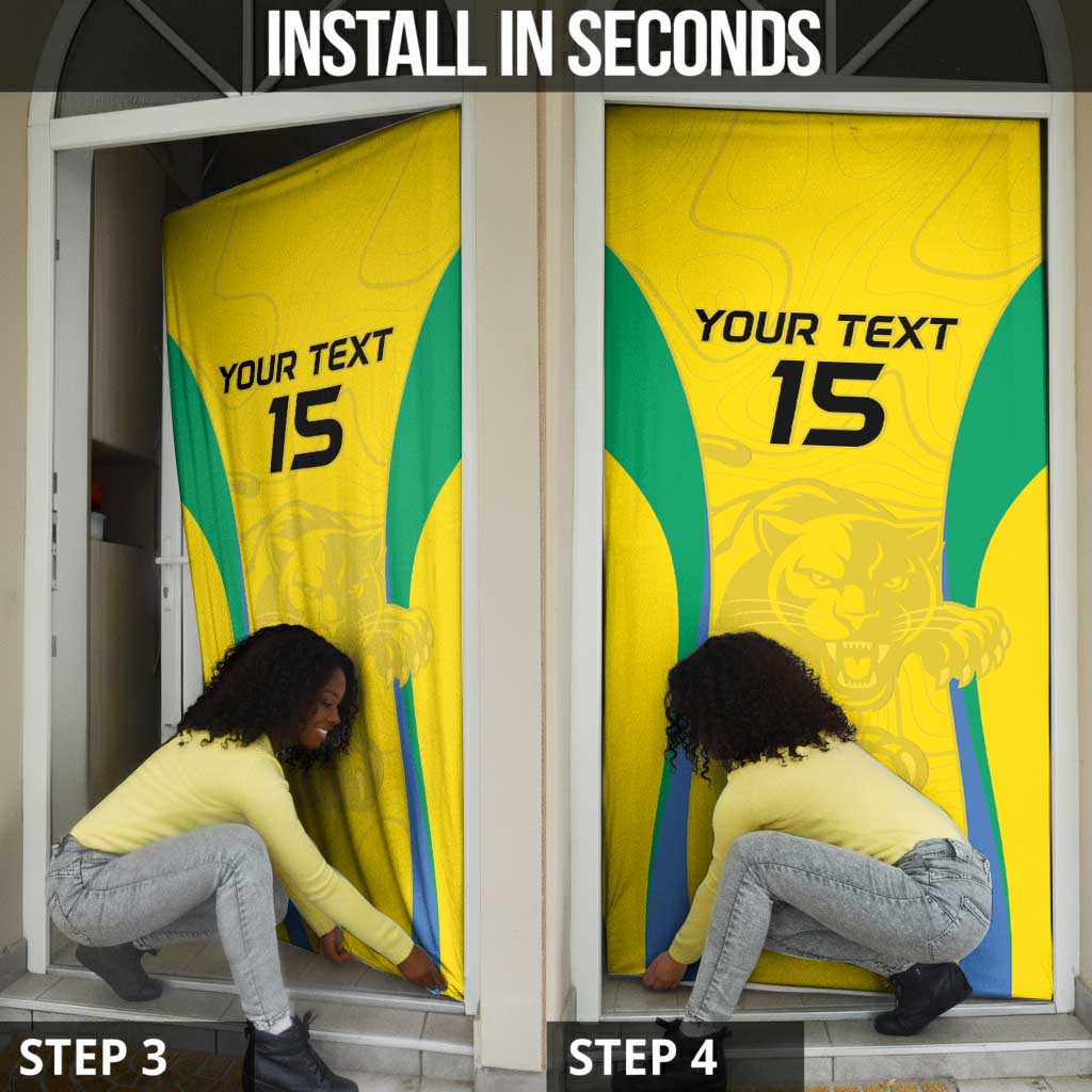 Custom Gabon Football Door Cover Go Champions Les Pantheres - African Pride