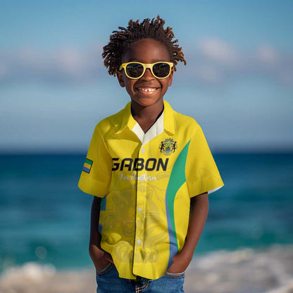 Custom Gabon Football Kid Hawaiian Shirt Go Champions Les Pantheres - African Pride