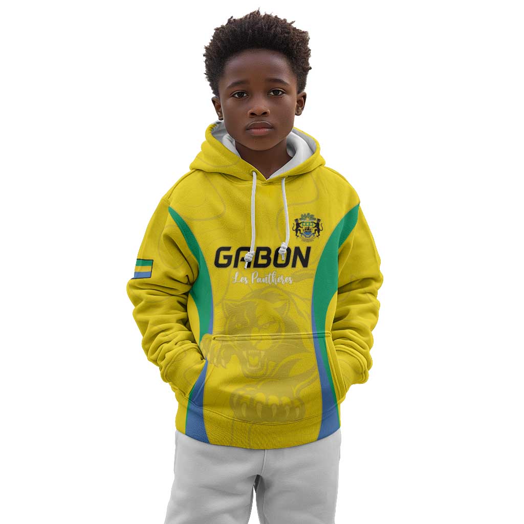 Custom Gabon Football Kid Hoodie Go Champions Les Pantheres - African Pride