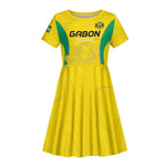 Custom Gabon Football Kid Short Sleeve Dress Go Champions Les Pantheres - African Pride