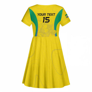 Custom Gabon Football Kid Short Sleeve Dress Go Champions Les Pantheres - African Pride