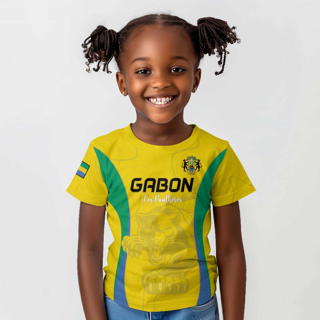 Custom Gabon Football Kid T shirt Go Champions Les Pantheres - African Pride