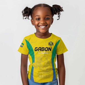 Custom Gabon Football Kid T shirt Go Champions Les Pantheres - African Pride