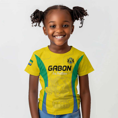 Custom Gabon Football Kid T shirt Go Champions Les Pantheres - African Pride