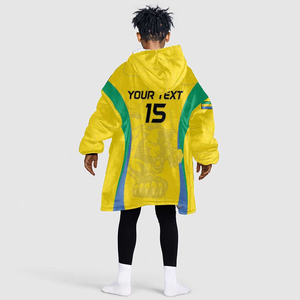 Custom Gabon Football Kid Wearable Blanket Hoodie Go Champions Les Pantheres - African Pride