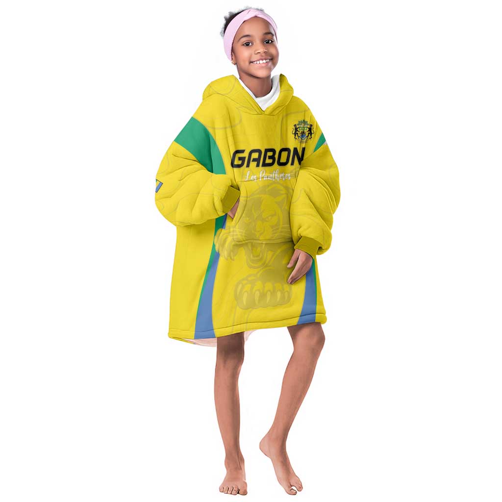 Custom Gabon Football Kid Wearable Blanket Hoodie Go Champions Les Pantheres - African Pride