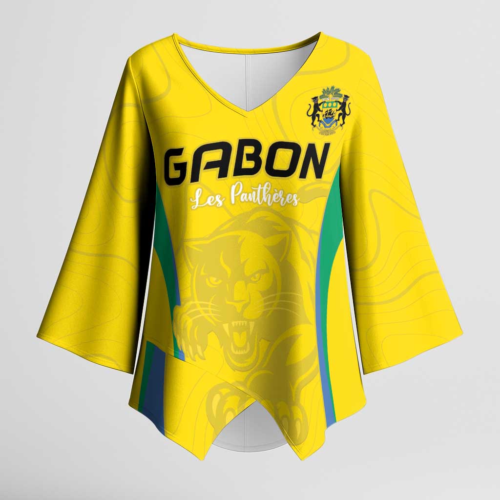 Custom Gabon Football Kimono Sleeve Blouse Go Champions Les Pantheres - African Pride