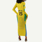 Custom Gabon Football Long Sleeve Bodycon Dress Go Champions Les Pantheres - African Pride