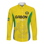 Custom Gabon Football Long Sleeve Button Shirt Go Champions Les Pantheres - African Pride