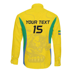 Custom Gabon Football Long Sleeve Button Shirt Go Champions Les Pantheres - African Pride