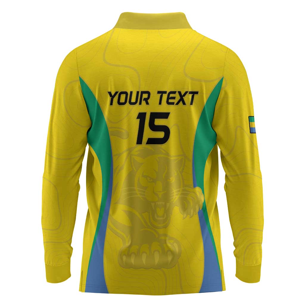Custom Gabon Football Long Sleeve Polo Shirt Go Champions Les Pantheres - African Pride