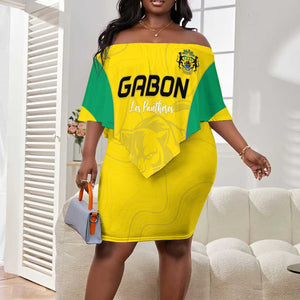 Custom Gabon Football Off Shoulder Short Dress Go Champions Les Pantheres - African Pride