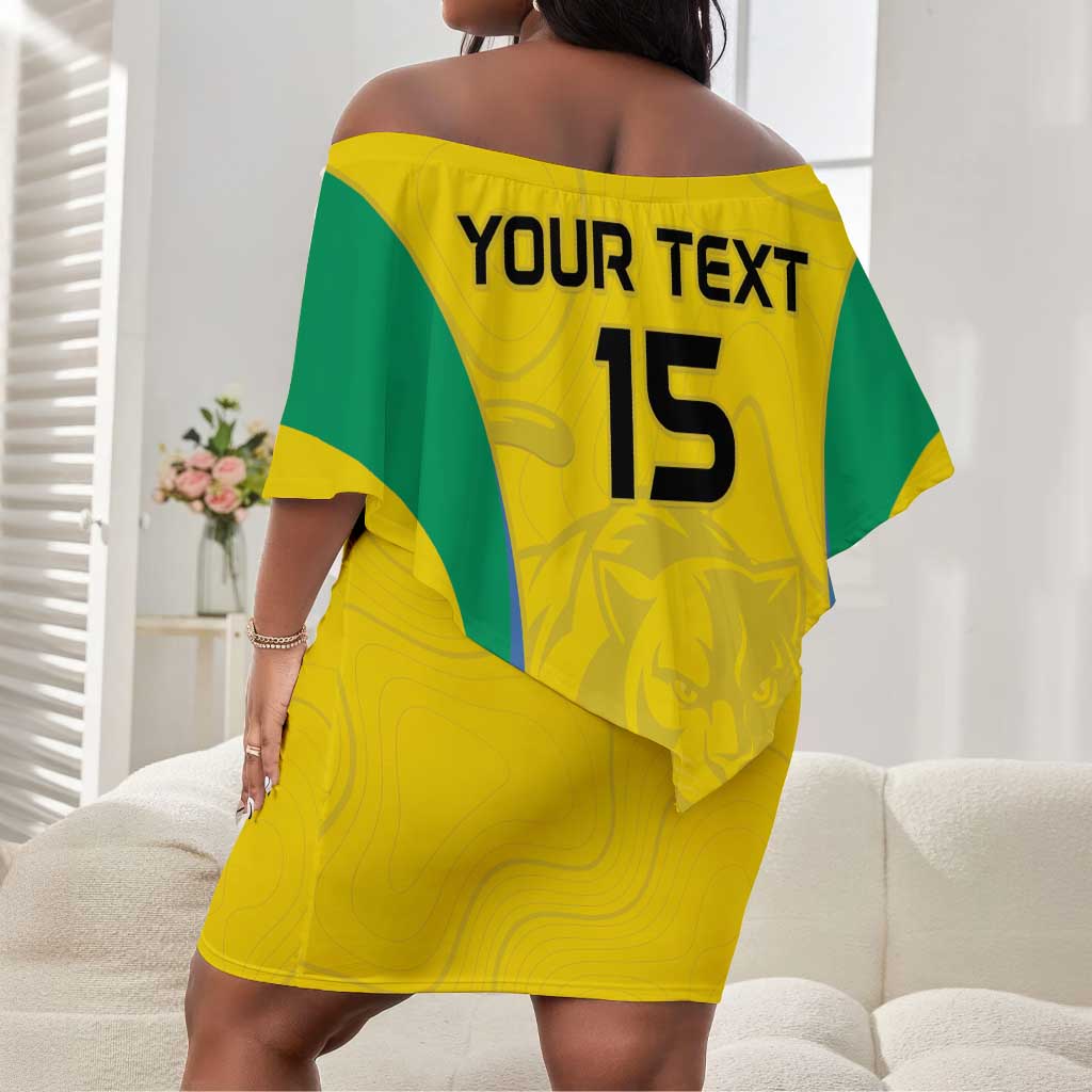 Custom Gabon Football Off Shoulder Short Dress Go Champions Les Pantheres - African Pride