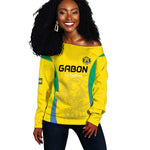 Custom Gabon Football Off Shoulder Sweater Go Champions Les Pantheres - African Pride