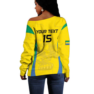 Custom Gabon Football Off Shoulder Sweater Go Champions Les Pantheres - African Pride