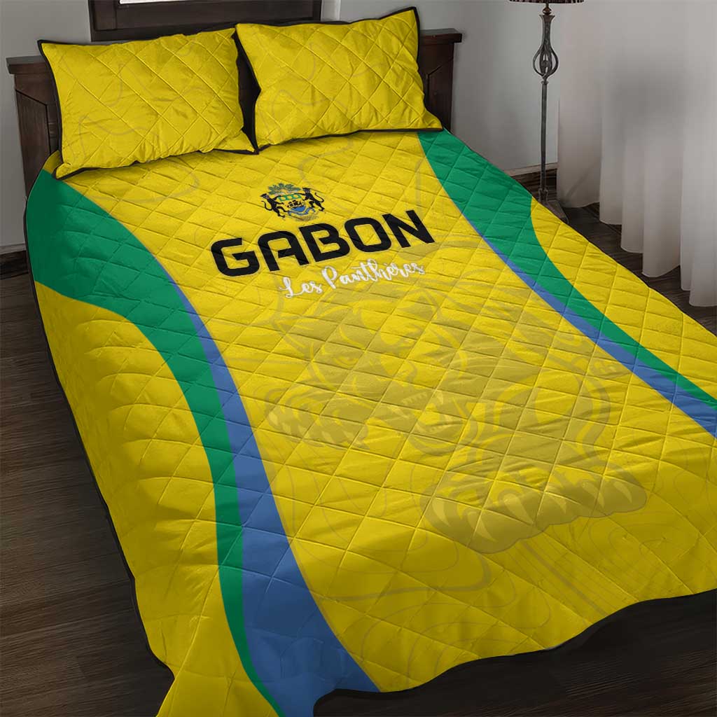 Gabon Football Quilt Bed Set Go Champions Les Pantheres - African Pride