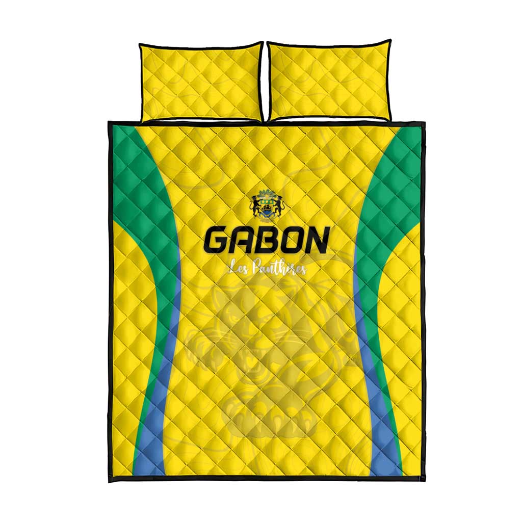 Gabon Football Quilt Bed Set Go Champions Les Pantheres - African Pride