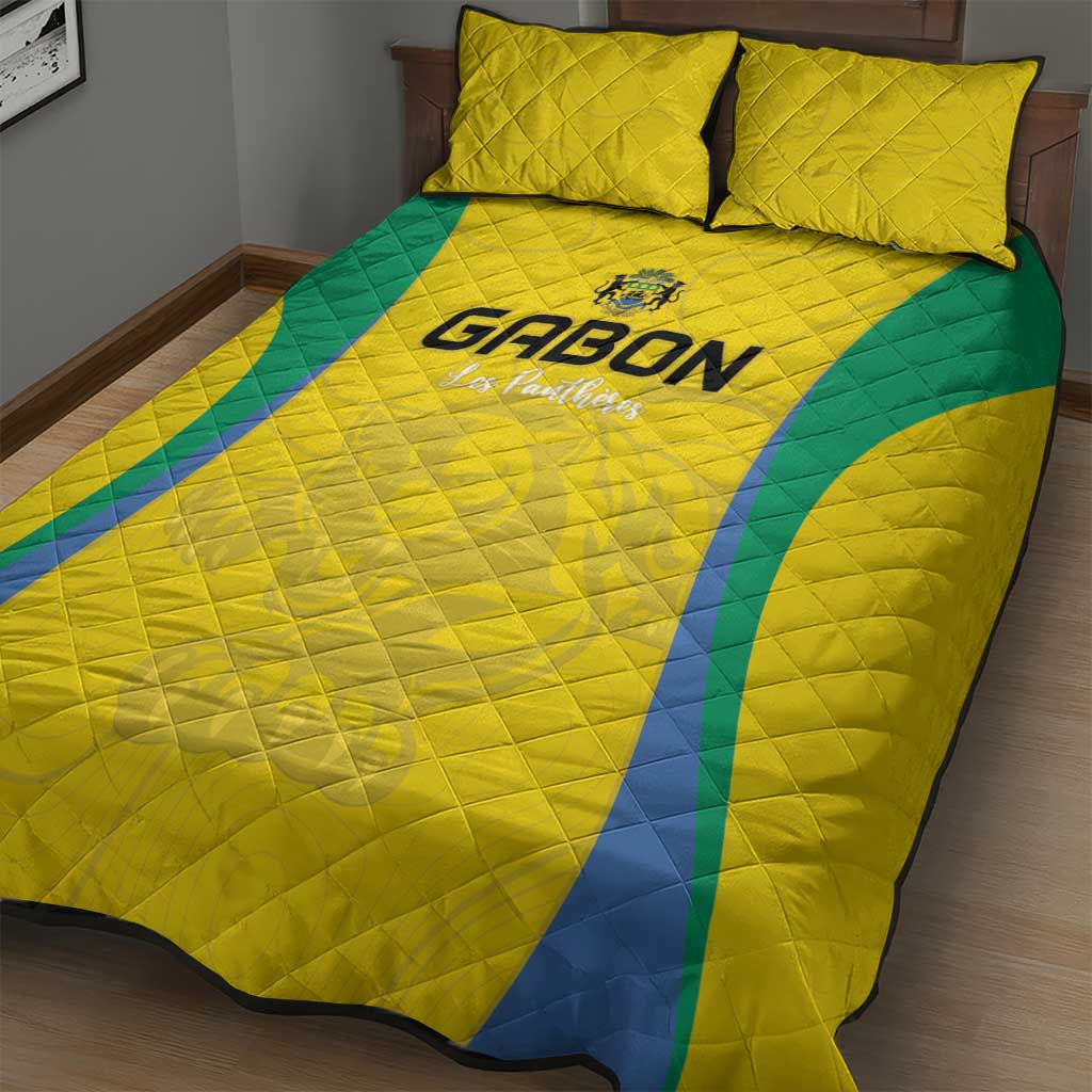 Gabon Football Quilt Bed Set Go Champions Les Pantheres - African Pride