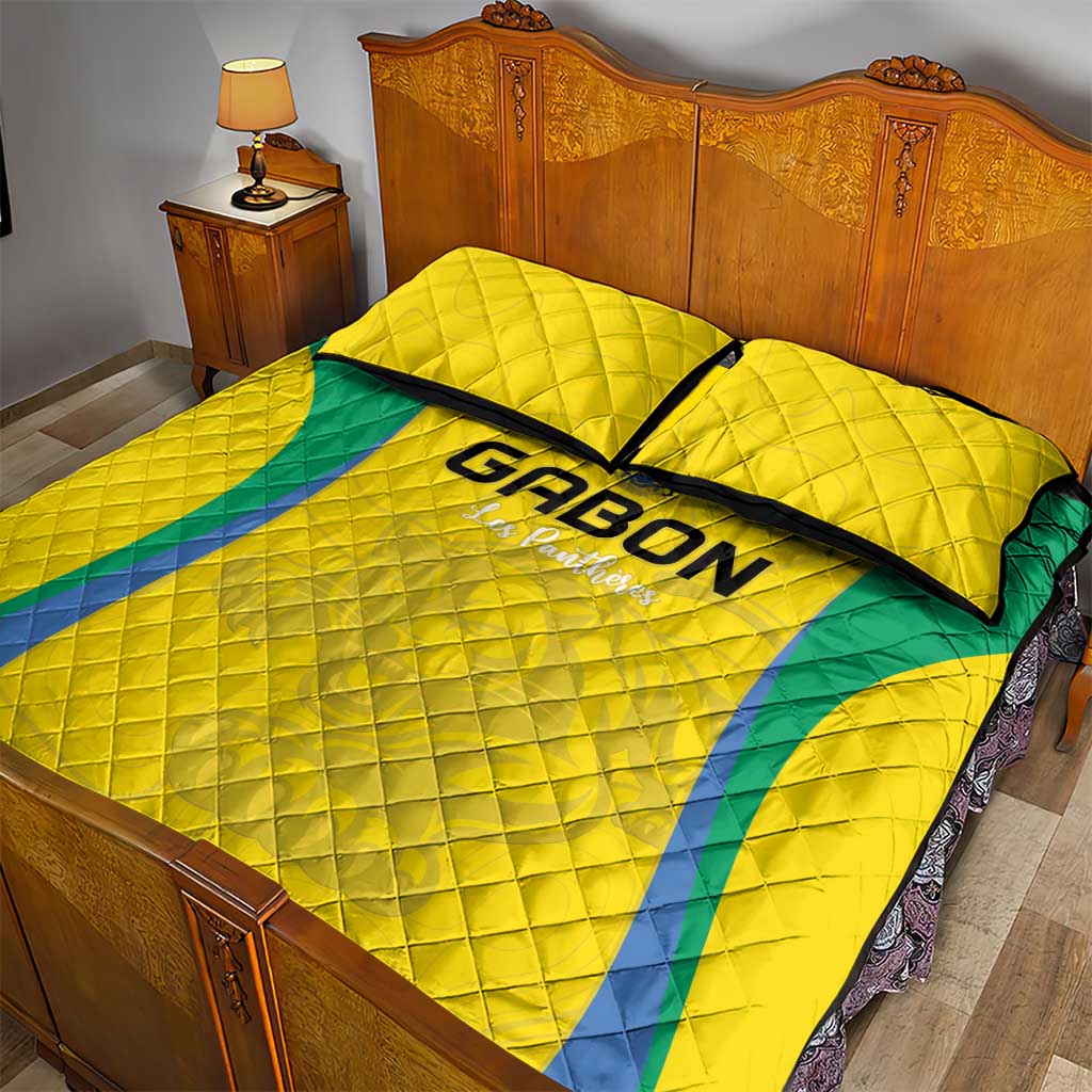 Gabon Football Quilt Bed Set Go Champions Les Pantheres - African Pride