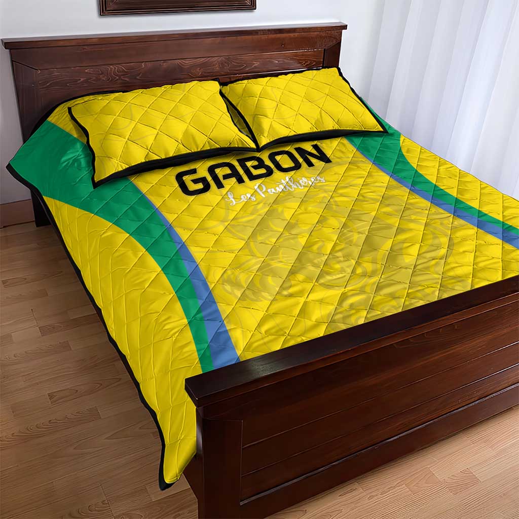 Gabon Football Quilt Bed Set Go Champions Les Pantheres - African Pride