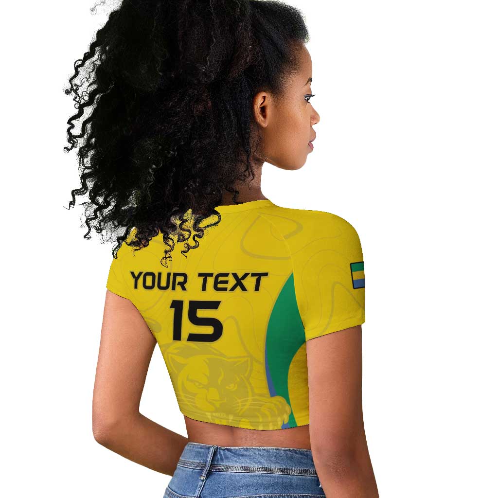 Custom Gabon Football Raglan Cropped T shirt Go Champions Les Pantheres - African Pride
