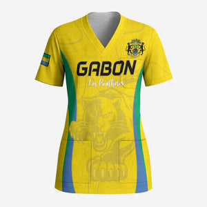Custom Gabon Football Scrub Top Go Champions Les Pantheres - African Pride